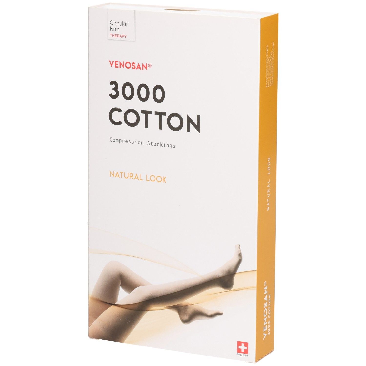 Venosan 3000 Cotton Kompressions-Kniestrümpfe Karton. Natürlicher Look.