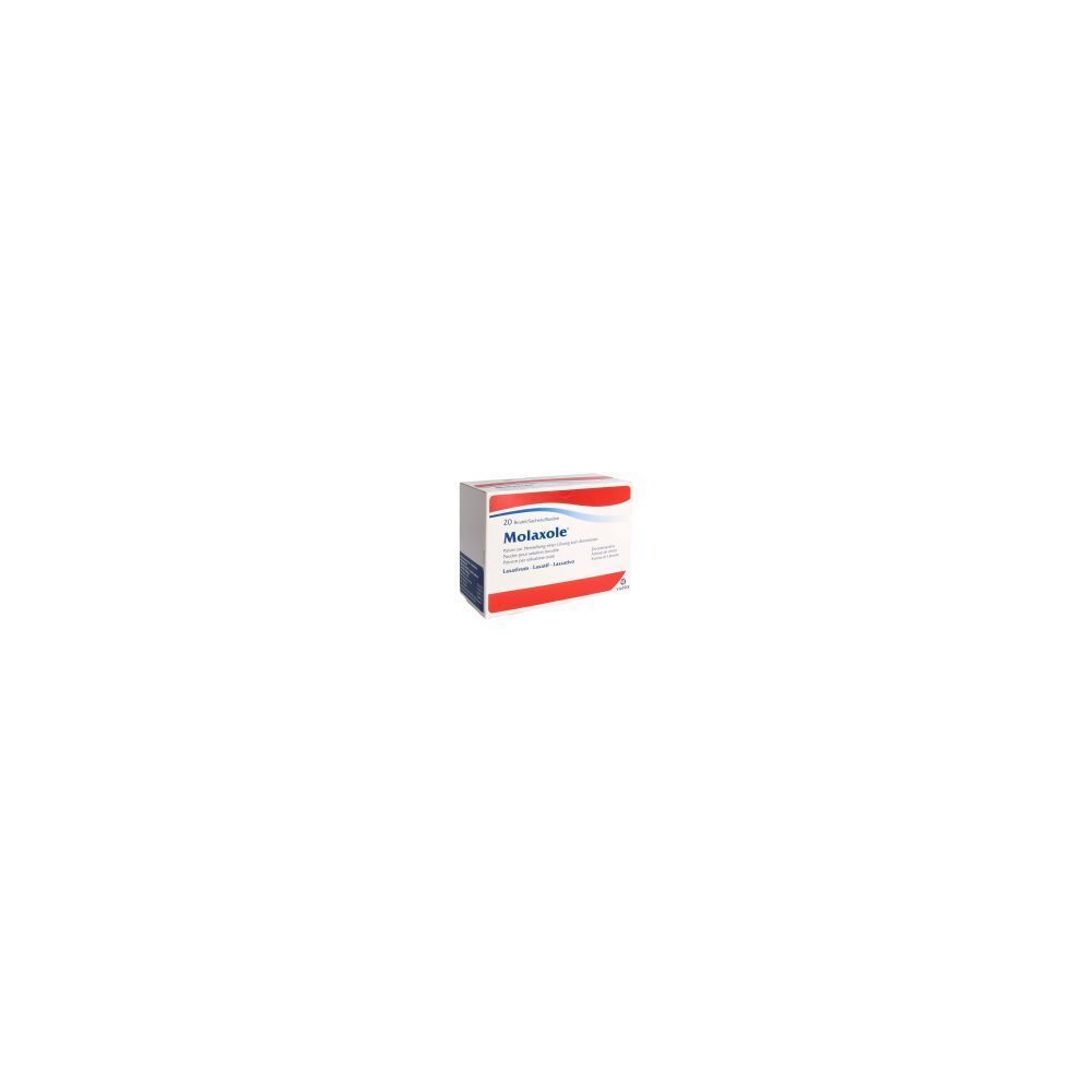 Boîte en carton avec design rouge et bleu. Le nom Molaxole est visible.
