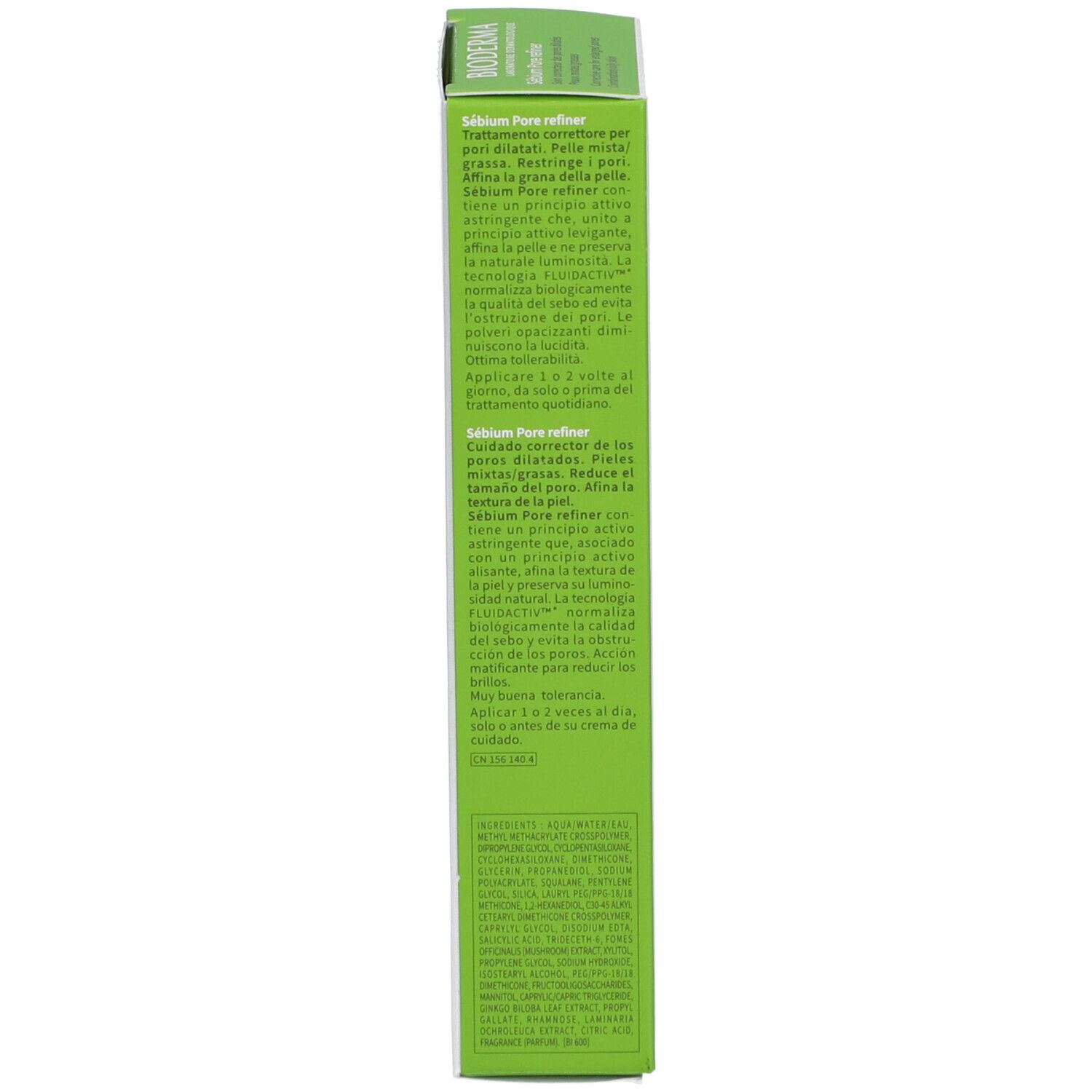 Grüne Schachtel, Text in mehreren Sprachen. Enthält Informationen zum Produkt und zur Anwendung.