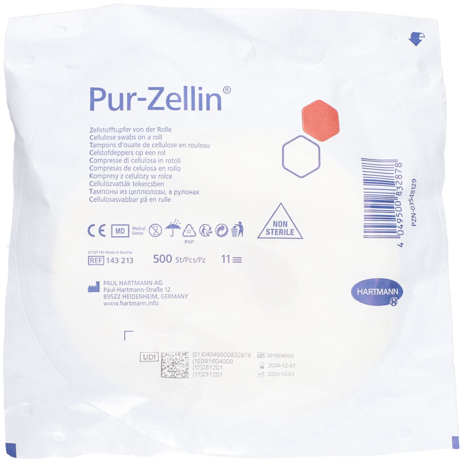 Hartmann Pur-Zellin® Zellstoffkompressen 11-fach 4 x 5 cm