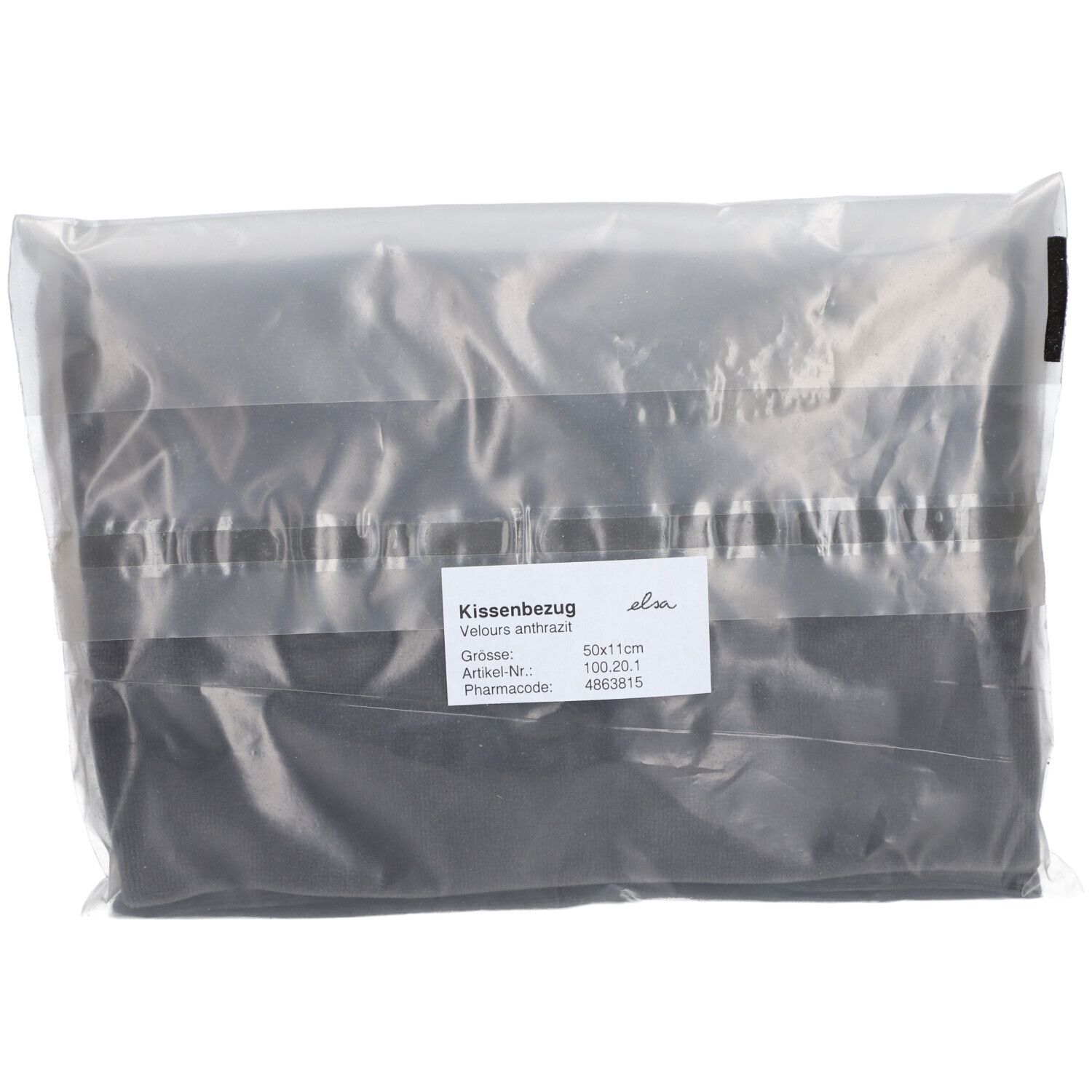 Elsa Taie d'oreiller anatomique 50 x 11 cm velours Anthracite