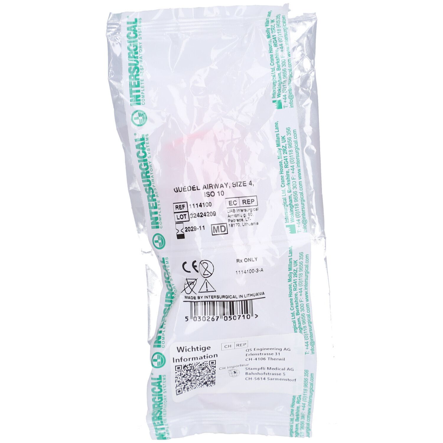 Intersurgical Guedeltubus – rot, ISO 10.0, Größe 4