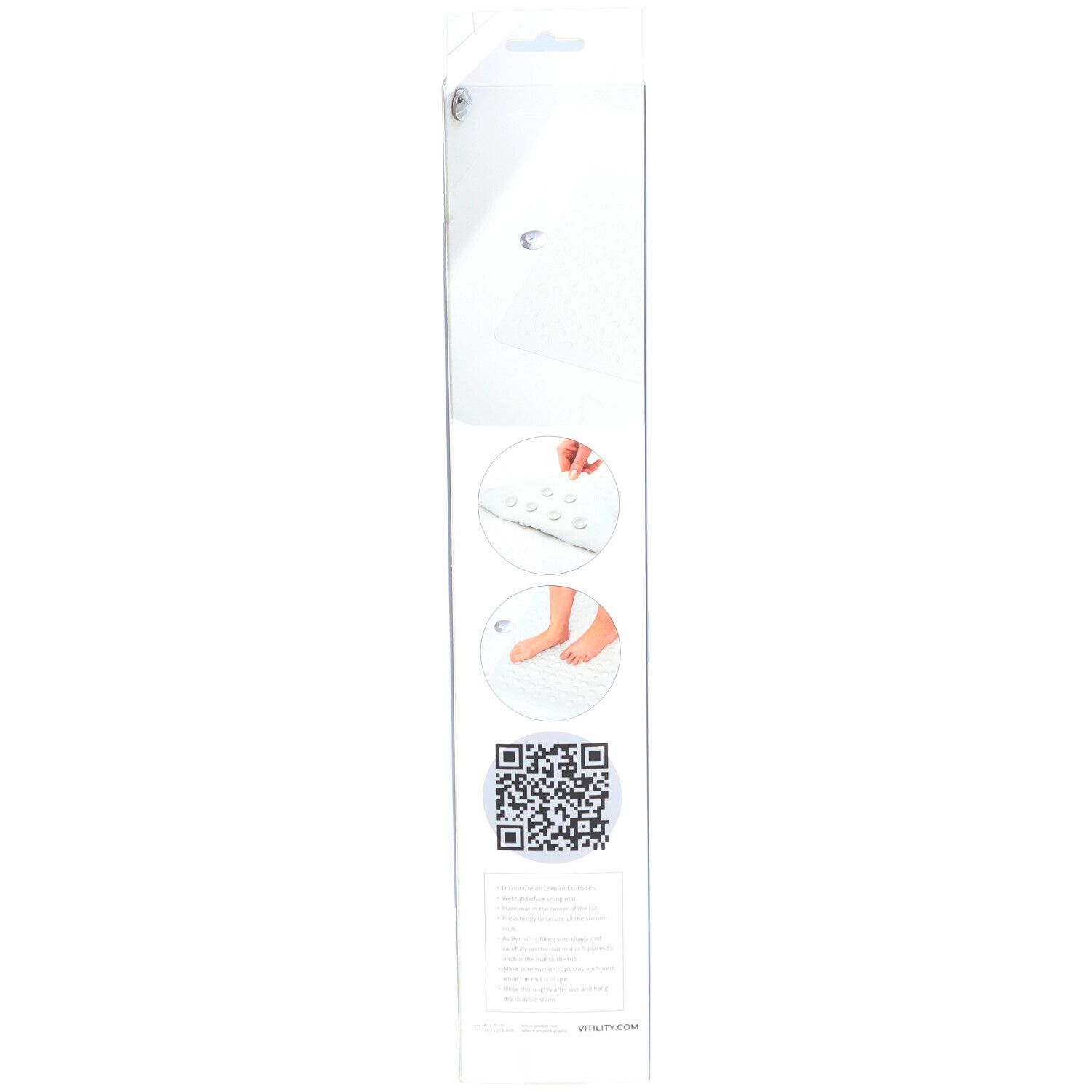 Dos de l'emballage. Illustrations et code QR. Nom du produit et marque non visibles.