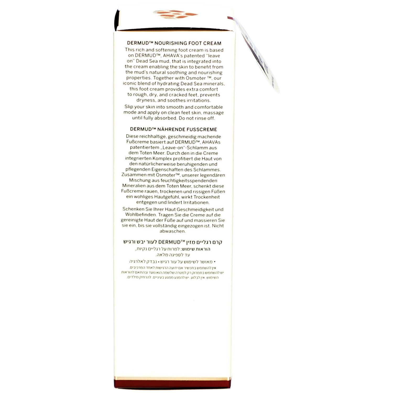 Produktverpackung. Text in mehreren Sprachen. Produktbeschreibung. Karton.
