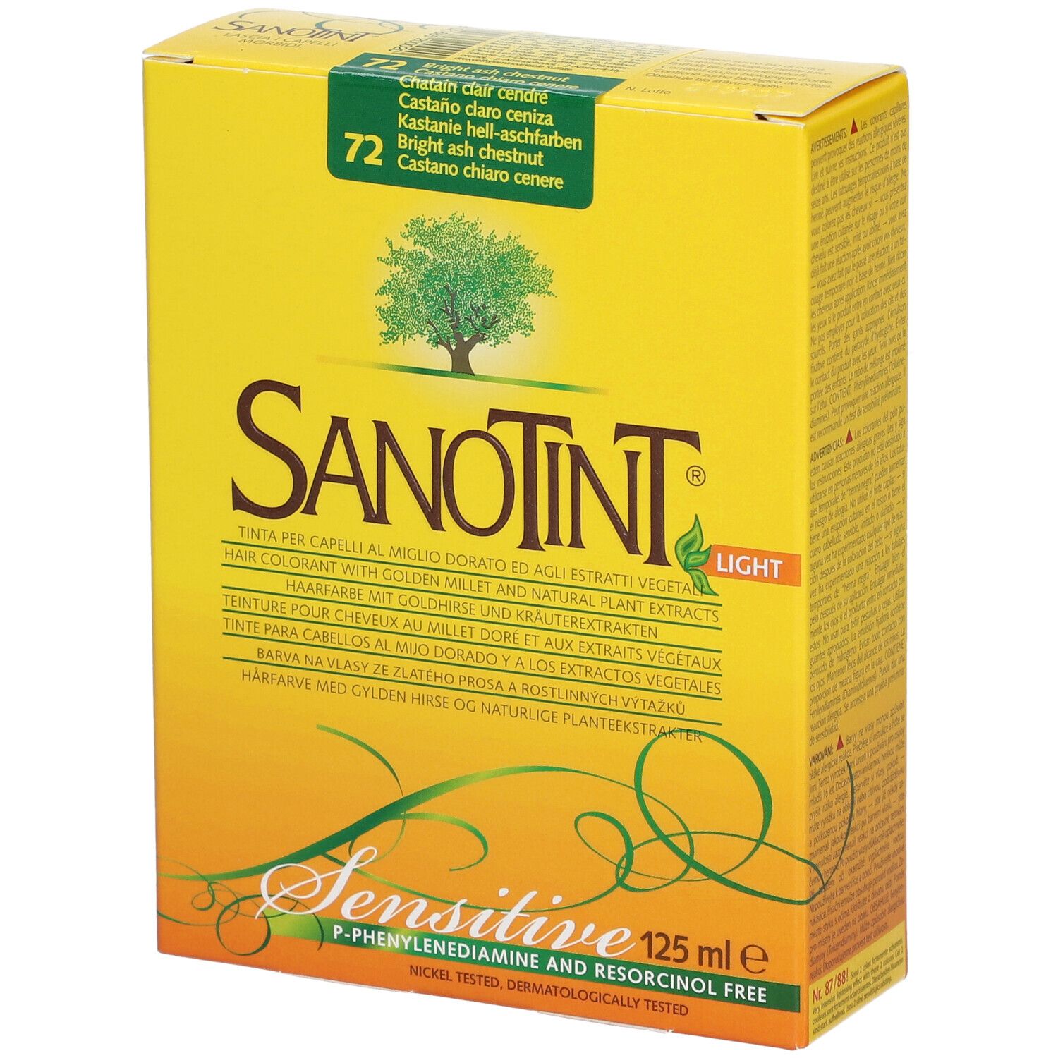 Sanotint® Sensitive Teinture pour les cheveux 72 Chatain clair cendré