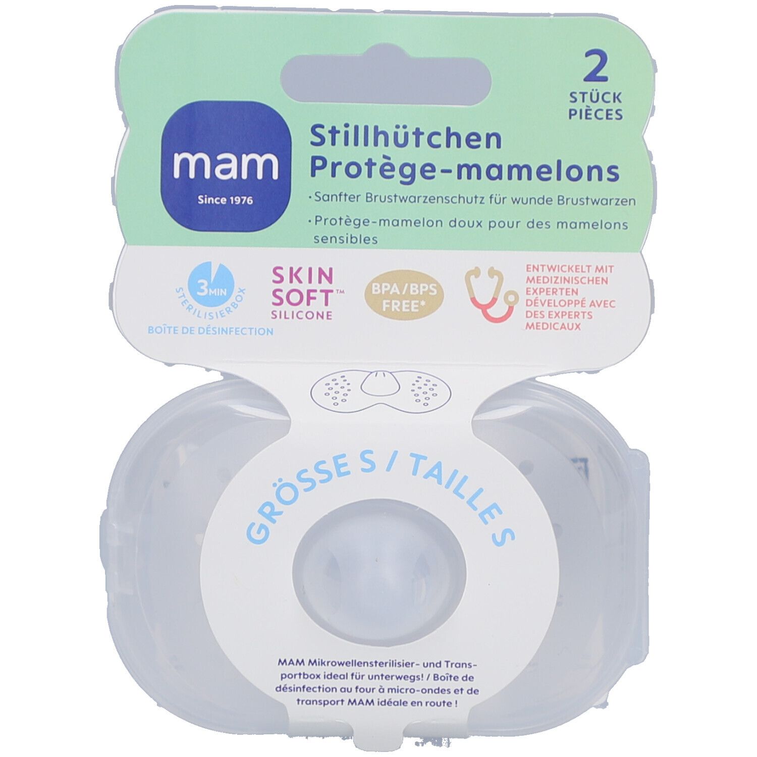 Mam Brustwarzenschützer Silikon Größe S x 2 mit Box