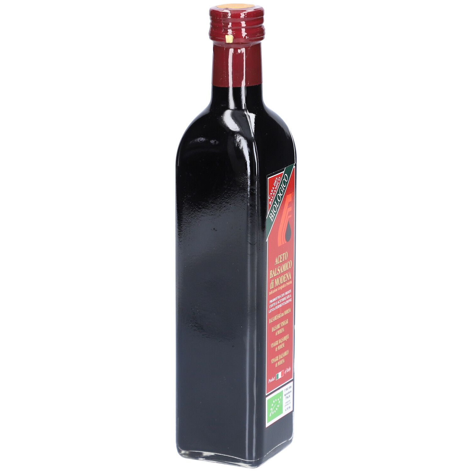 Flasche Morga Balsamico-Essig aus Modena, biologisch angebaut, IGP-Siegel.