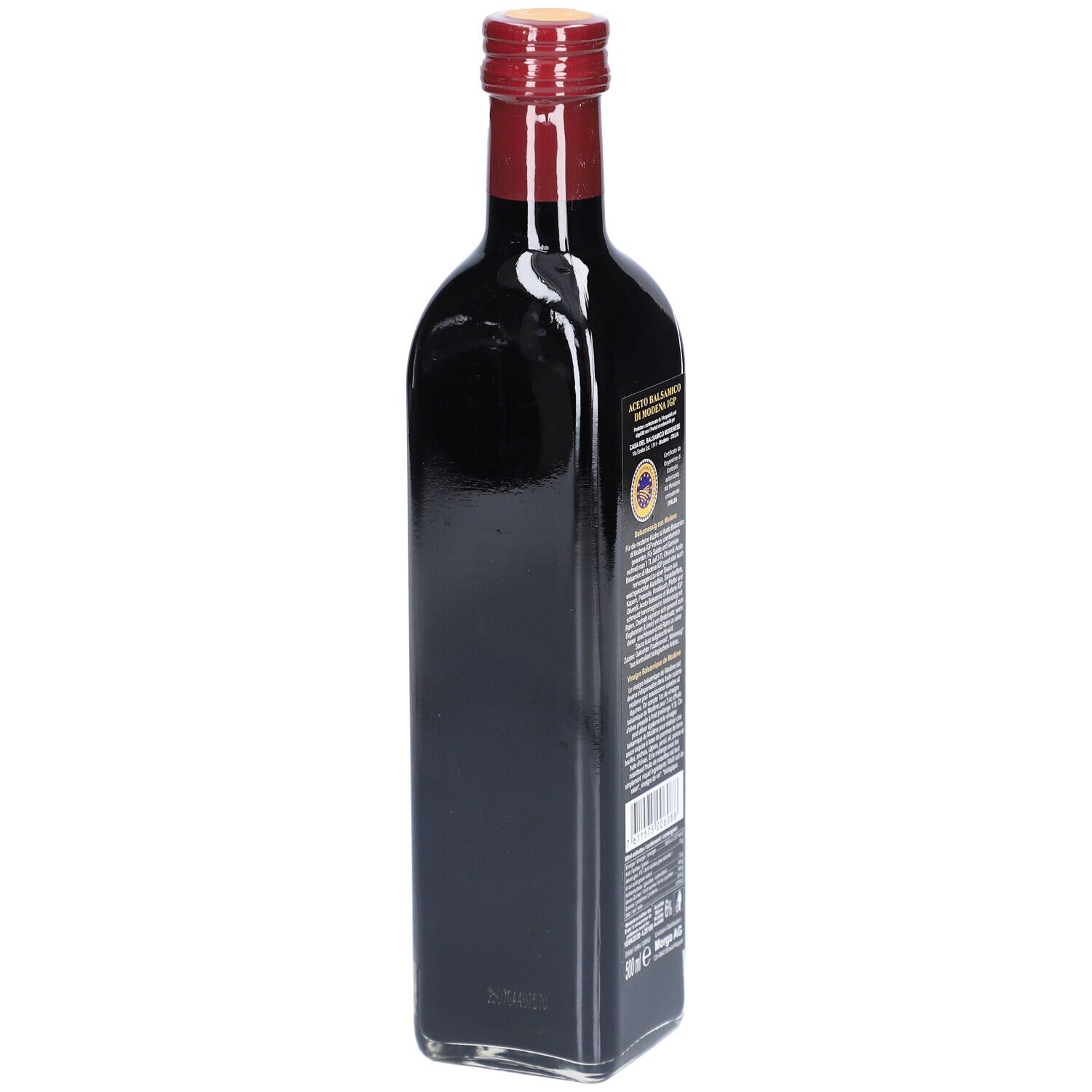Flasche Morga Balsamico-Essig aus Modena, biologisch angebaut, IGP-Siegel.