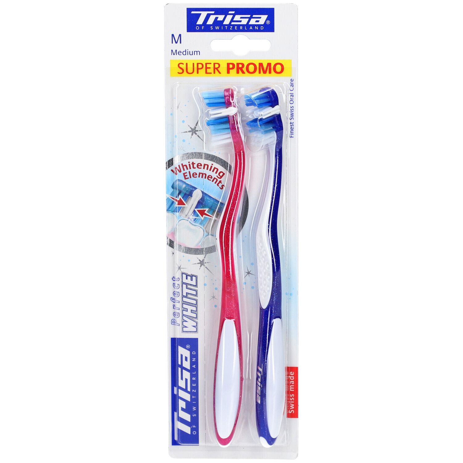 Trisa Brosse à dents Perfect White Moyenne Duo