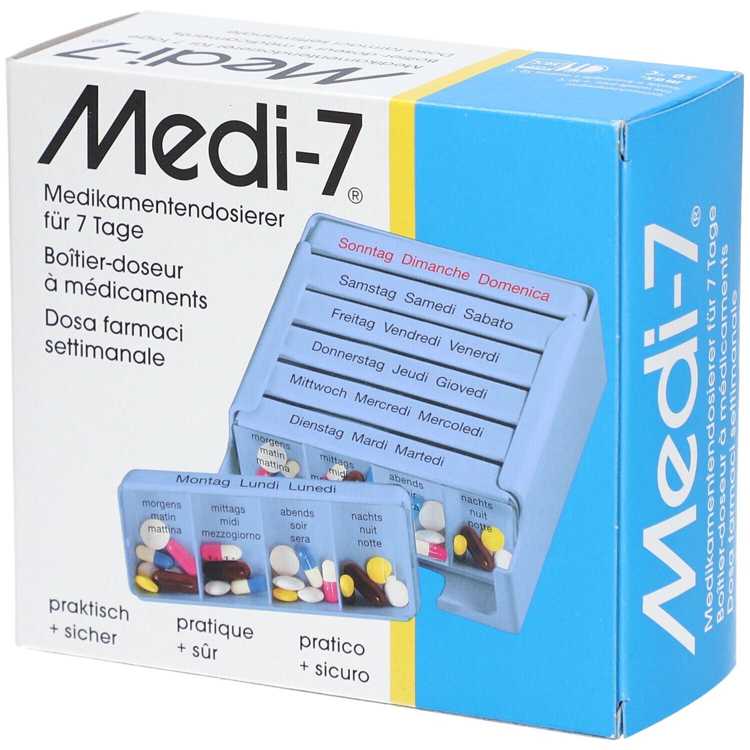 Medi-7® Boîtier-doseur à médicaments semainier - bleu