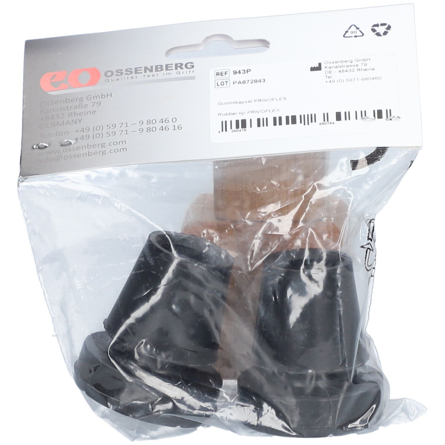 Ossenberg Capsules de béquille Pivoflex 19 mm noir - 1 paire