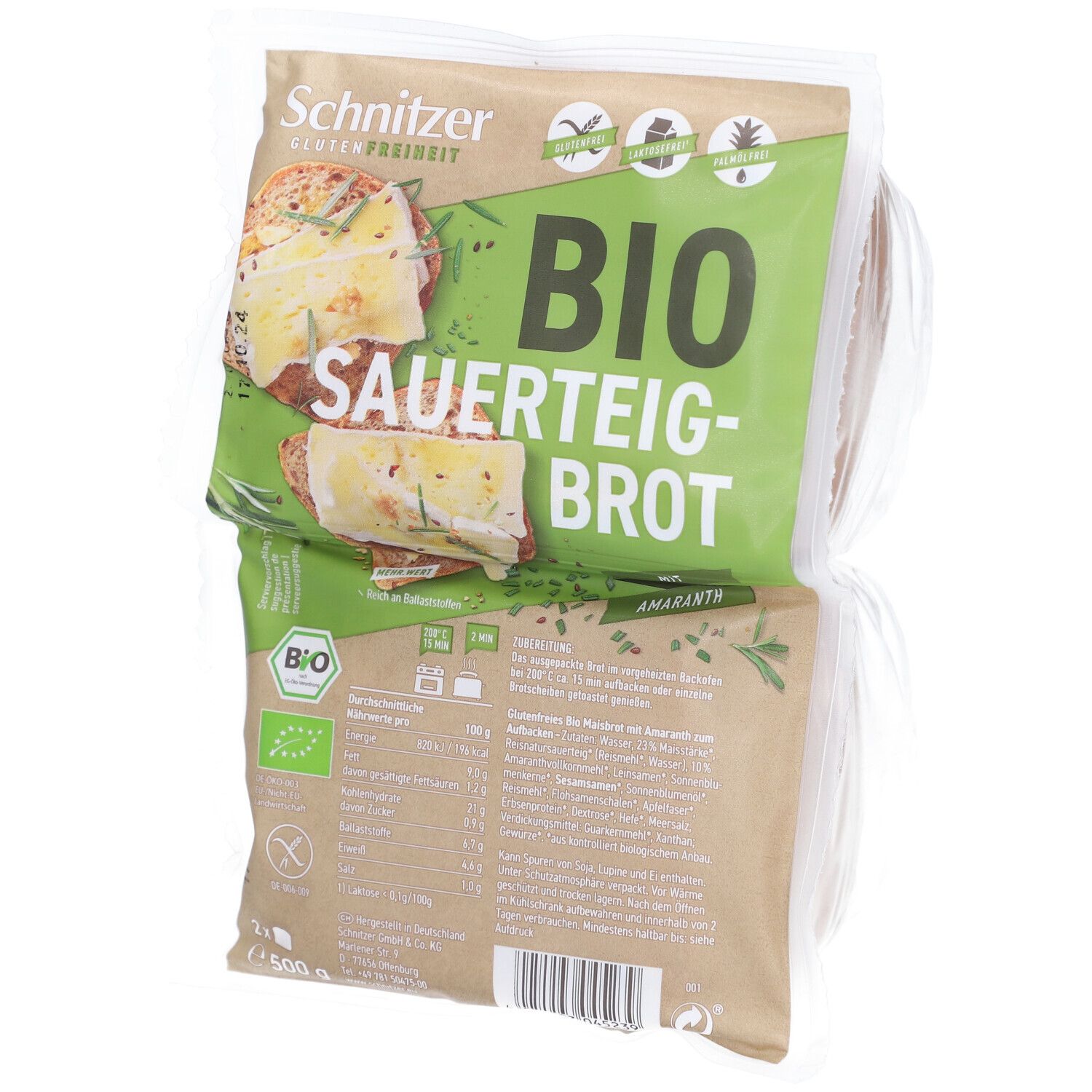 Schnitzer Rustico +Amaranth Brot glutenfrei