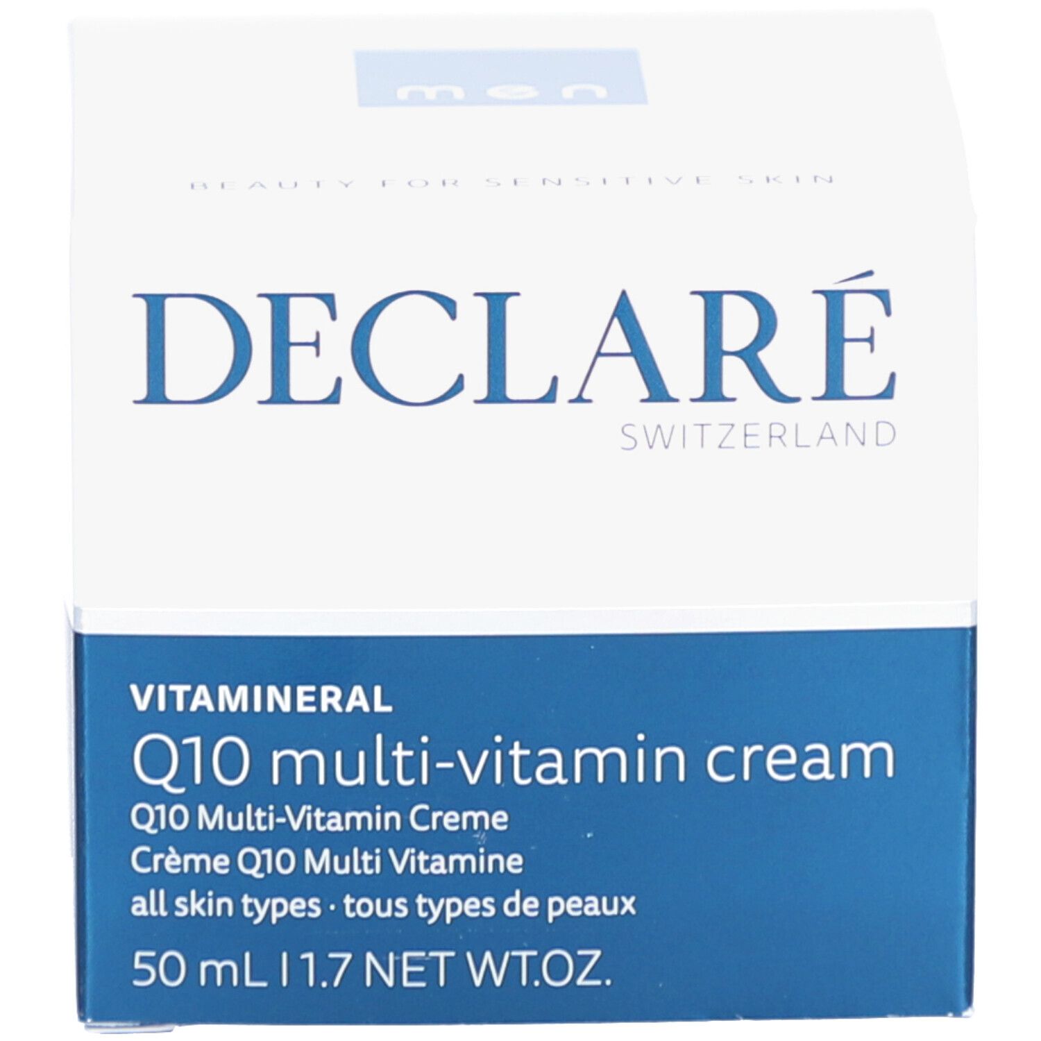 Verpackung. Aufschrift: DECLARÉ, VITA MINERAL Q10 multi-vitamin cream. 50 ml.