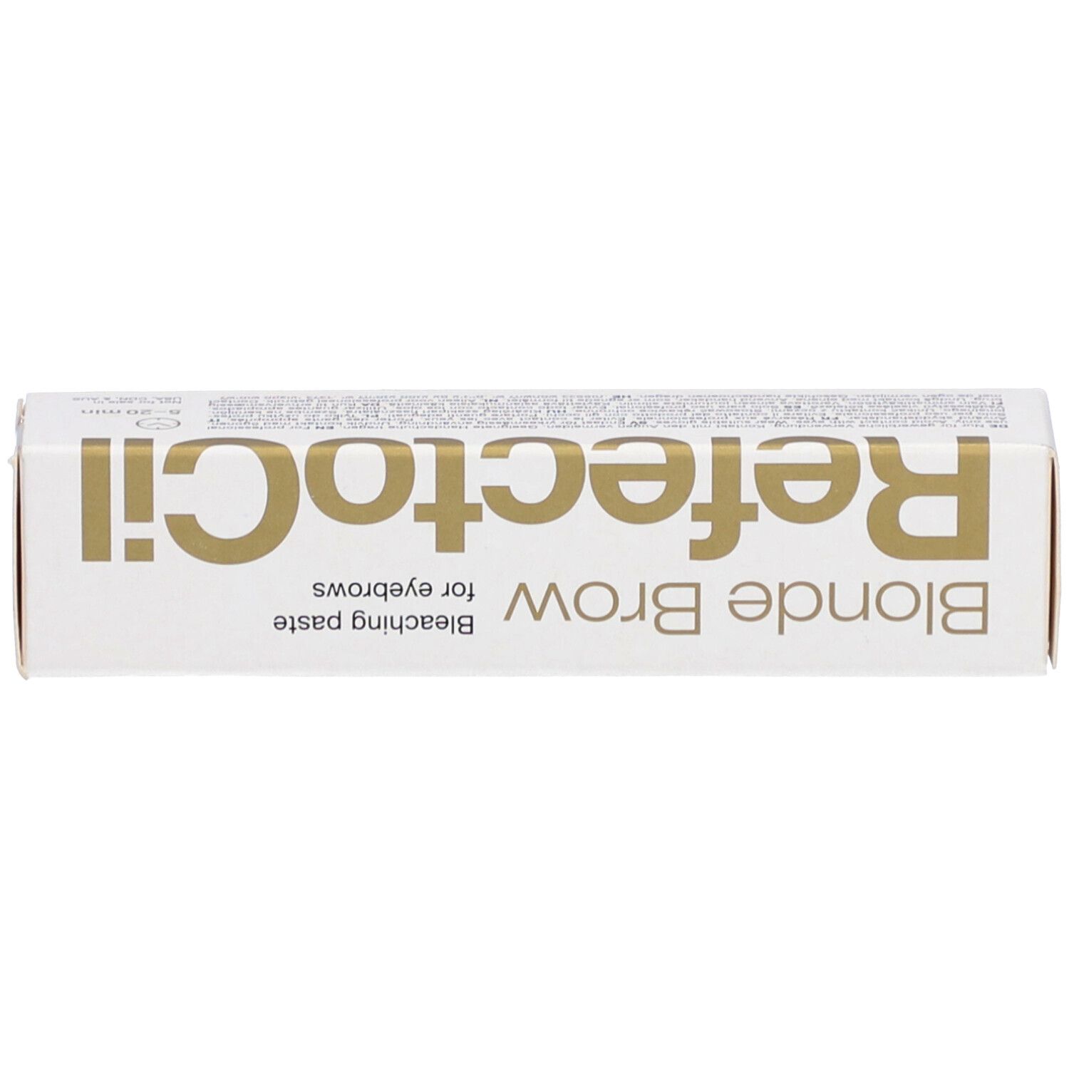 Schachtel. Blonde Brow Blondierpaste für Augenbrauen. Goldener Schriftzug.