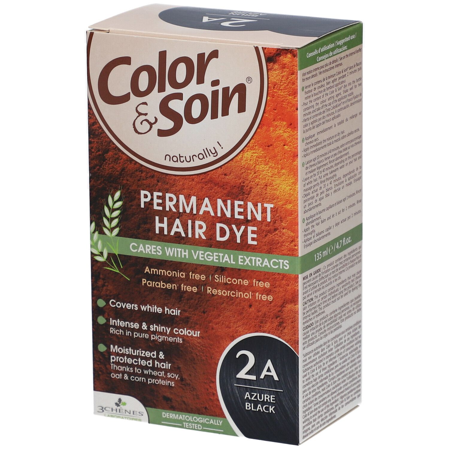Color & Soin Coloration 2A brun azuré 135 ml Set