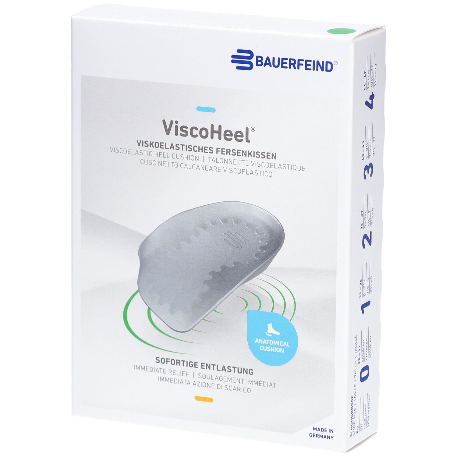 ViscoHeel Fersenkissen Gr. 4 in Verpackung. Marke Bauerfeind. Anatomisches Fersenkissen. Sofortige Entlastung.