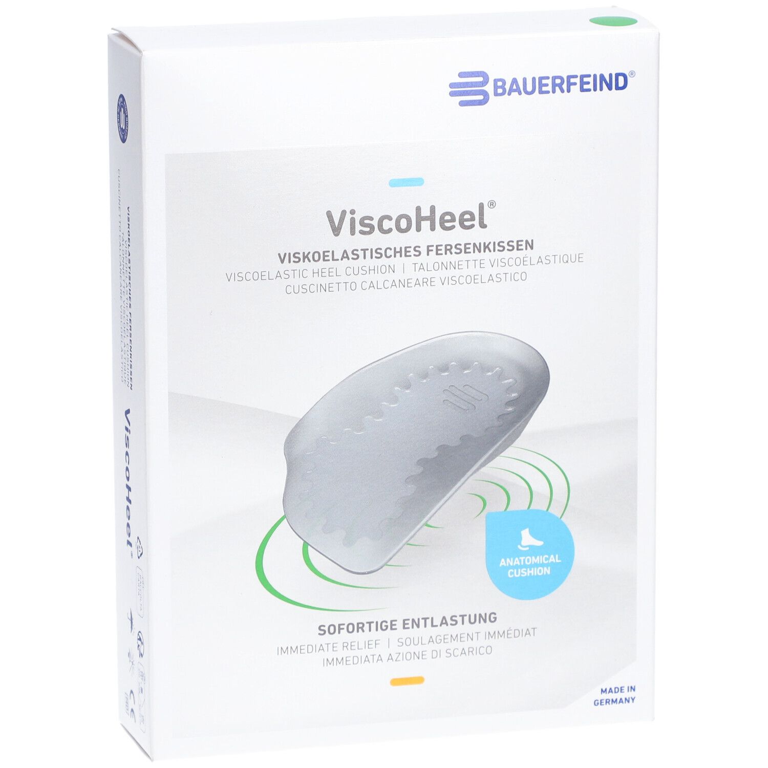 ViscoHeel Fersenkissen Gr. 4 in Verpackung. Marke Bauerfeind. Anatomisches Fersenkissen. Sofortige Entlastung.