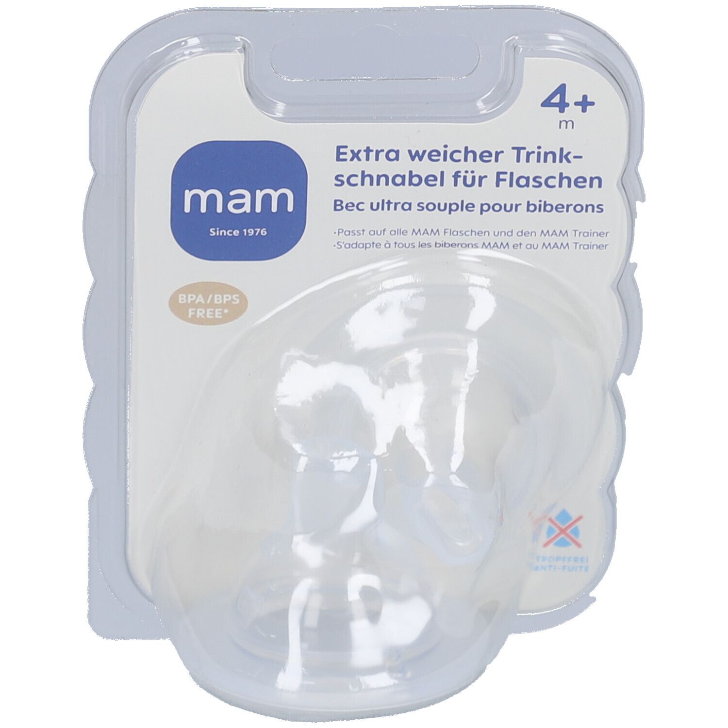 Mam Ultraweicher Trinkschnabel SkinSoft™ 4+ Monate für Babyflaschen x2