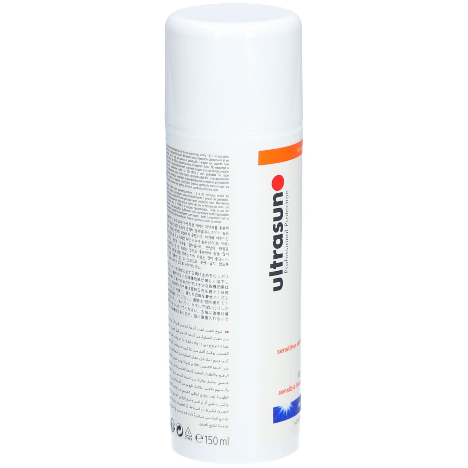 Gel solaire blanc avec texte au dos. Marque: ultrasun. Volume: 150 ml.