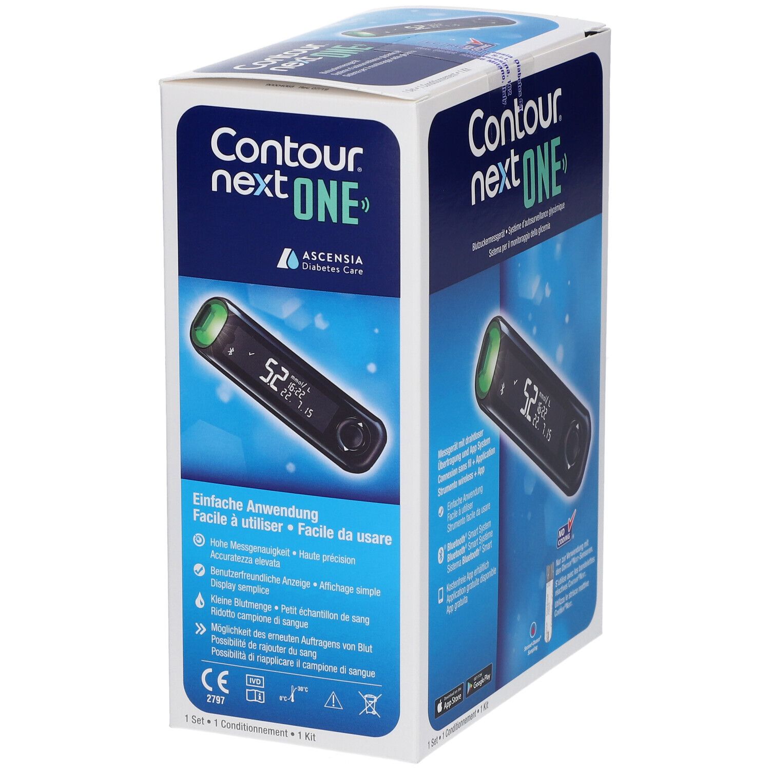 Boîte Contour next ONE. L'appareil est illustré. Texte en allemand et français.