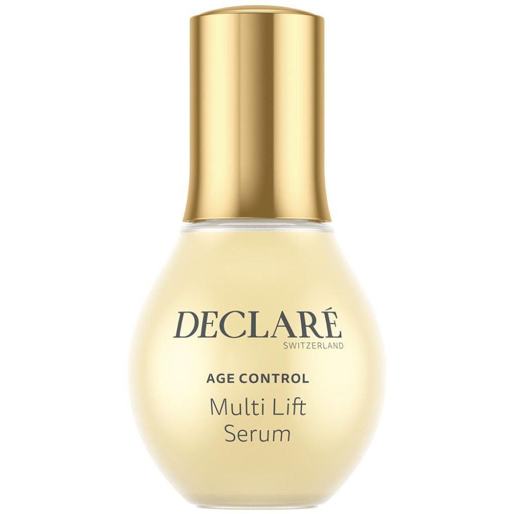 Serumflasche mit goldenem Deckel. Aufschrift: DECLARÉ, AGE CONTROL, Multi Lift Serum.