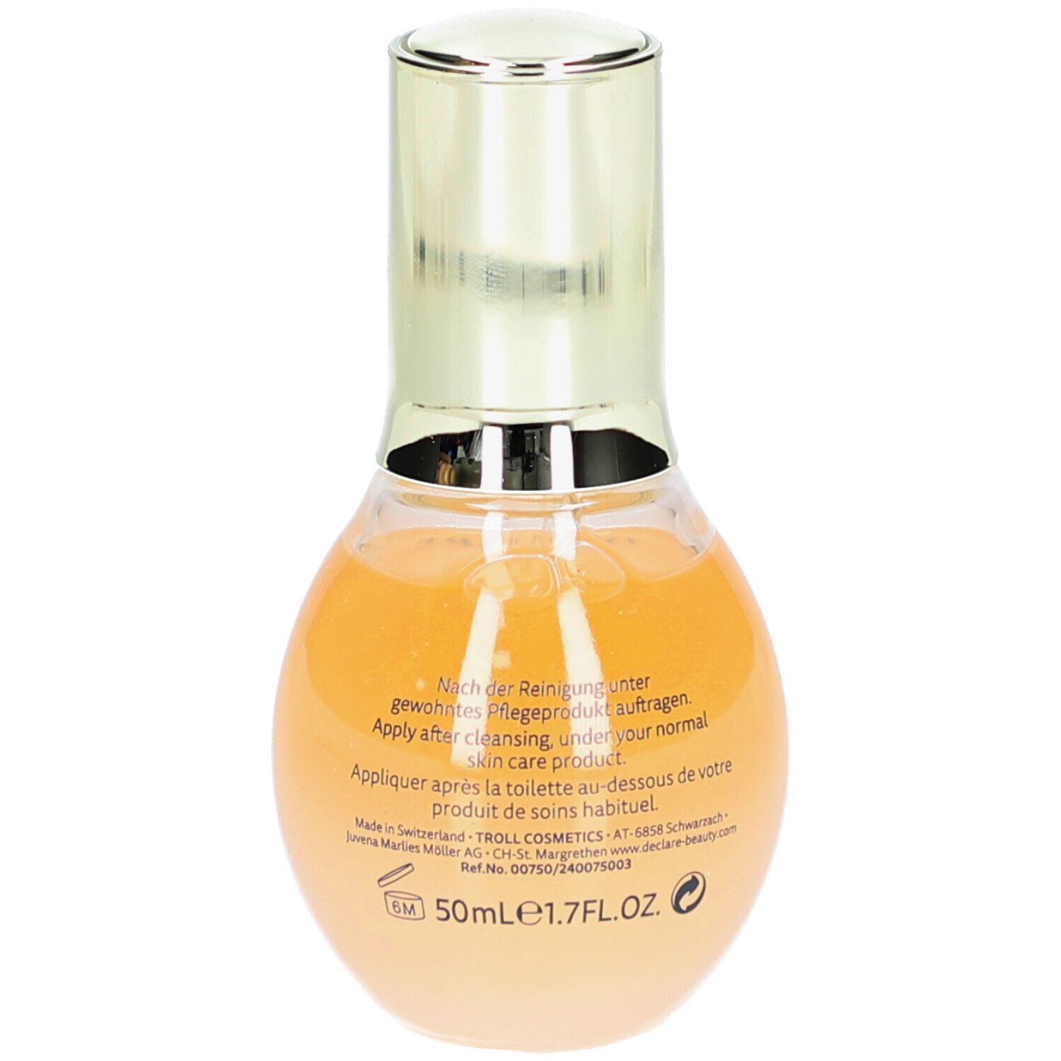 Deklaré Age Control Multi Lift Serum. Rückseite der Flasche mit Text. 50ml/1.7FL.OZ.
