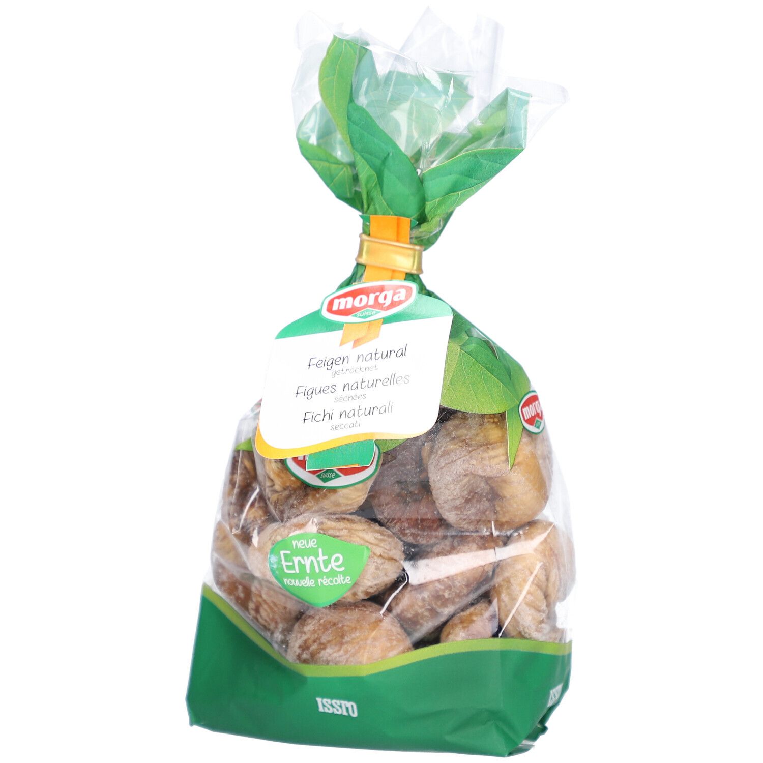MORGA getrocknete Feigen in transparenter Verpackung. Mit Anhänger: Feigen natural, neue Ernte.
