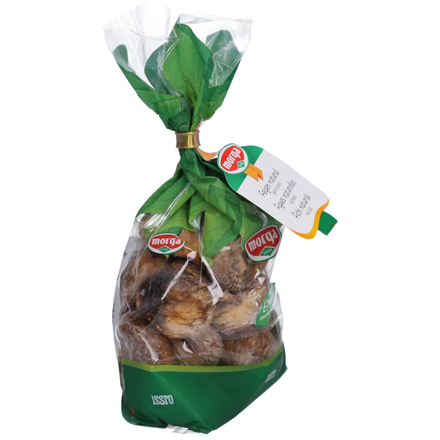 MORGA getrocknete Feigen in transparenter Verpackung. Mit Anhänger: Feigen natural.