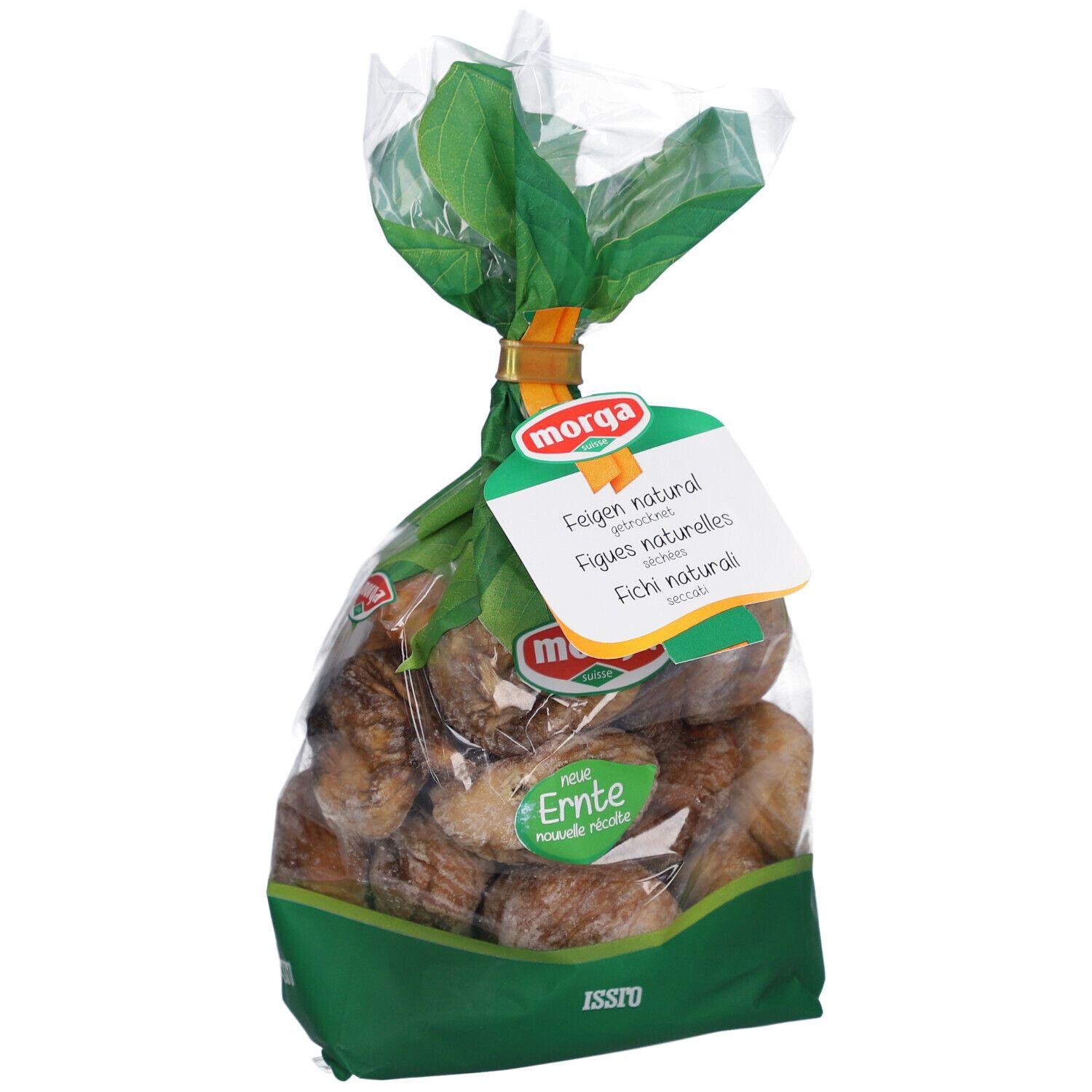 MORGA getrocknete Feigen in transparenter Verpackung. Mit Anhänger: Feigen natural, neue Ernte.