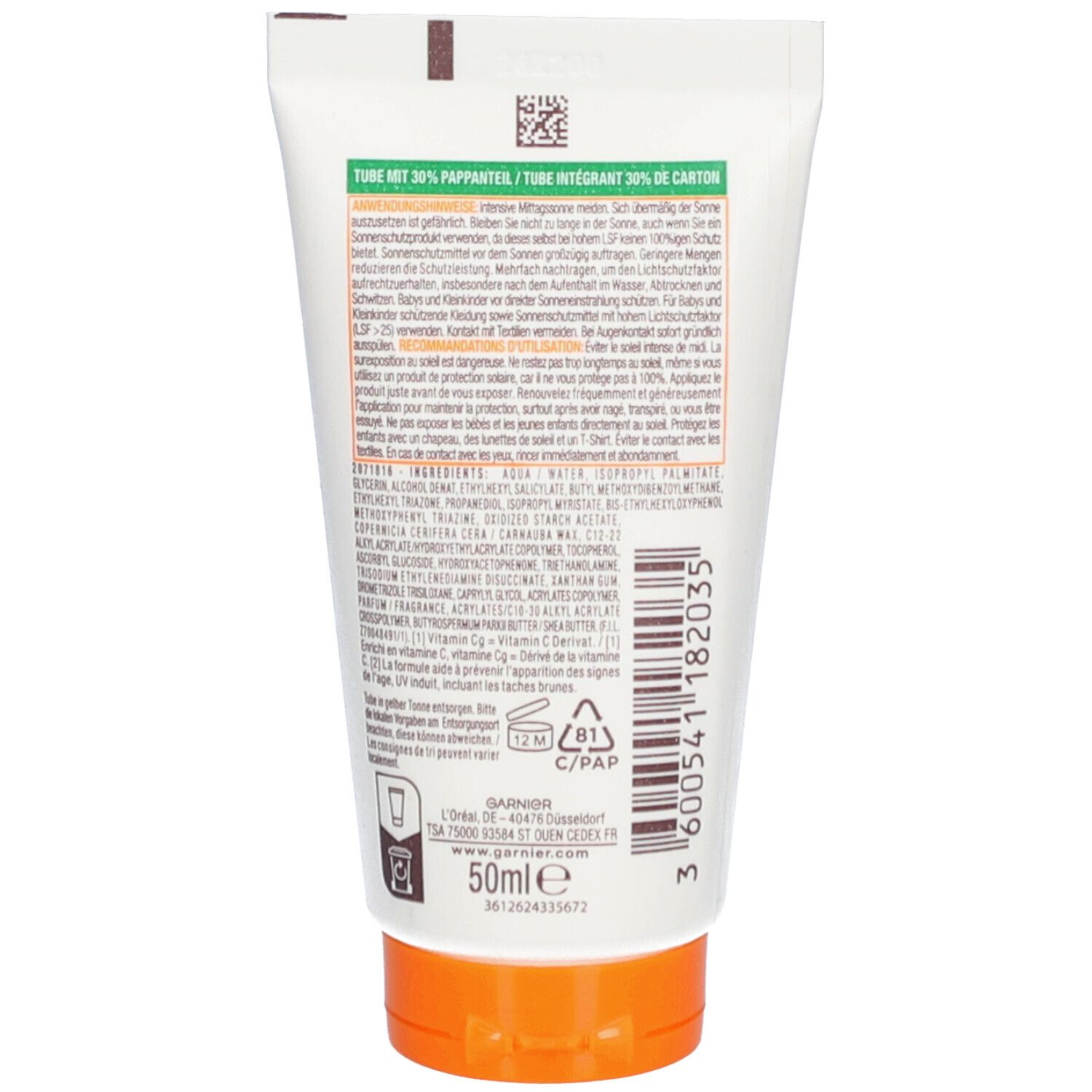 Garnier Ambre Solaire Sonnencreme Feuchtigkeitsspendende Sonnenmilch SPF 30