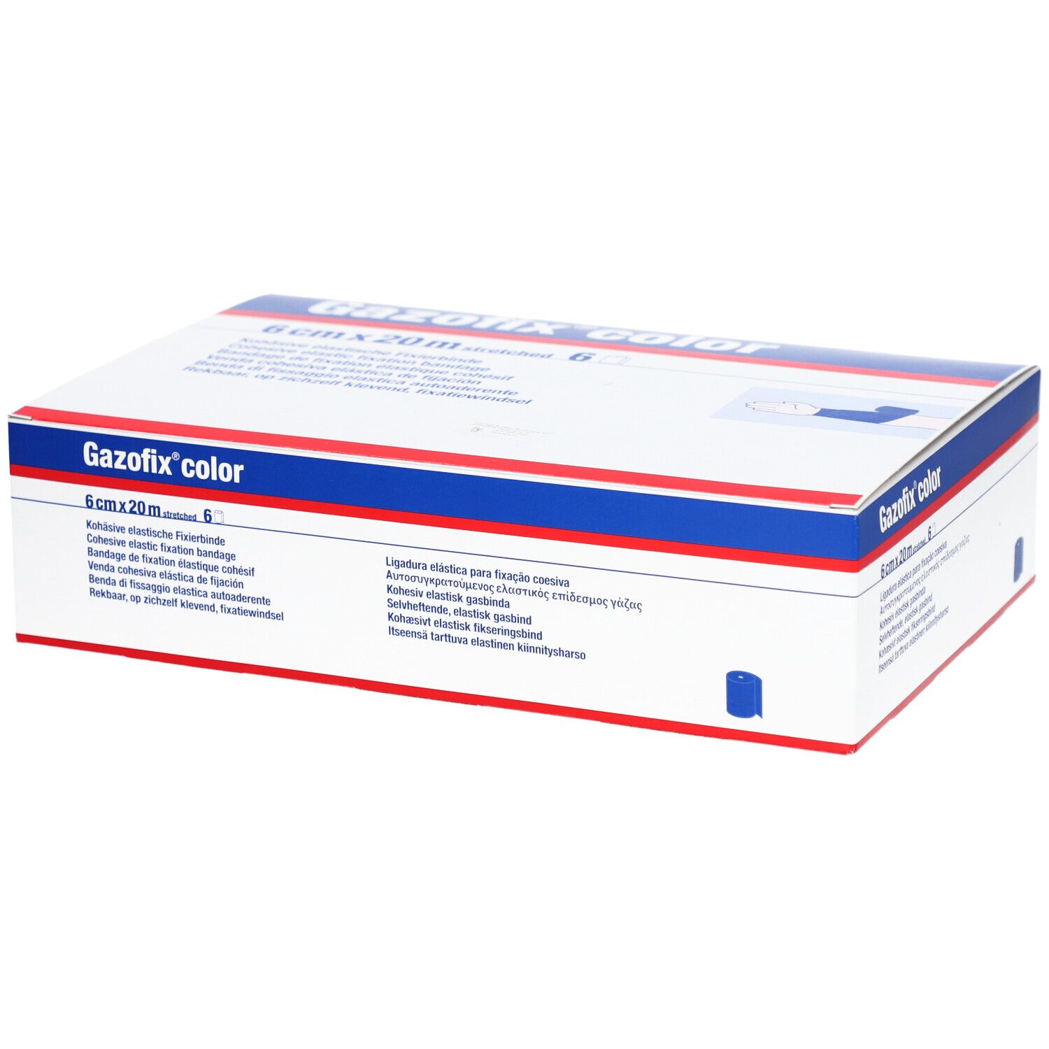 Gazofix® Bandage de fixation élastique cohésif 6 cm x 20 m bleu