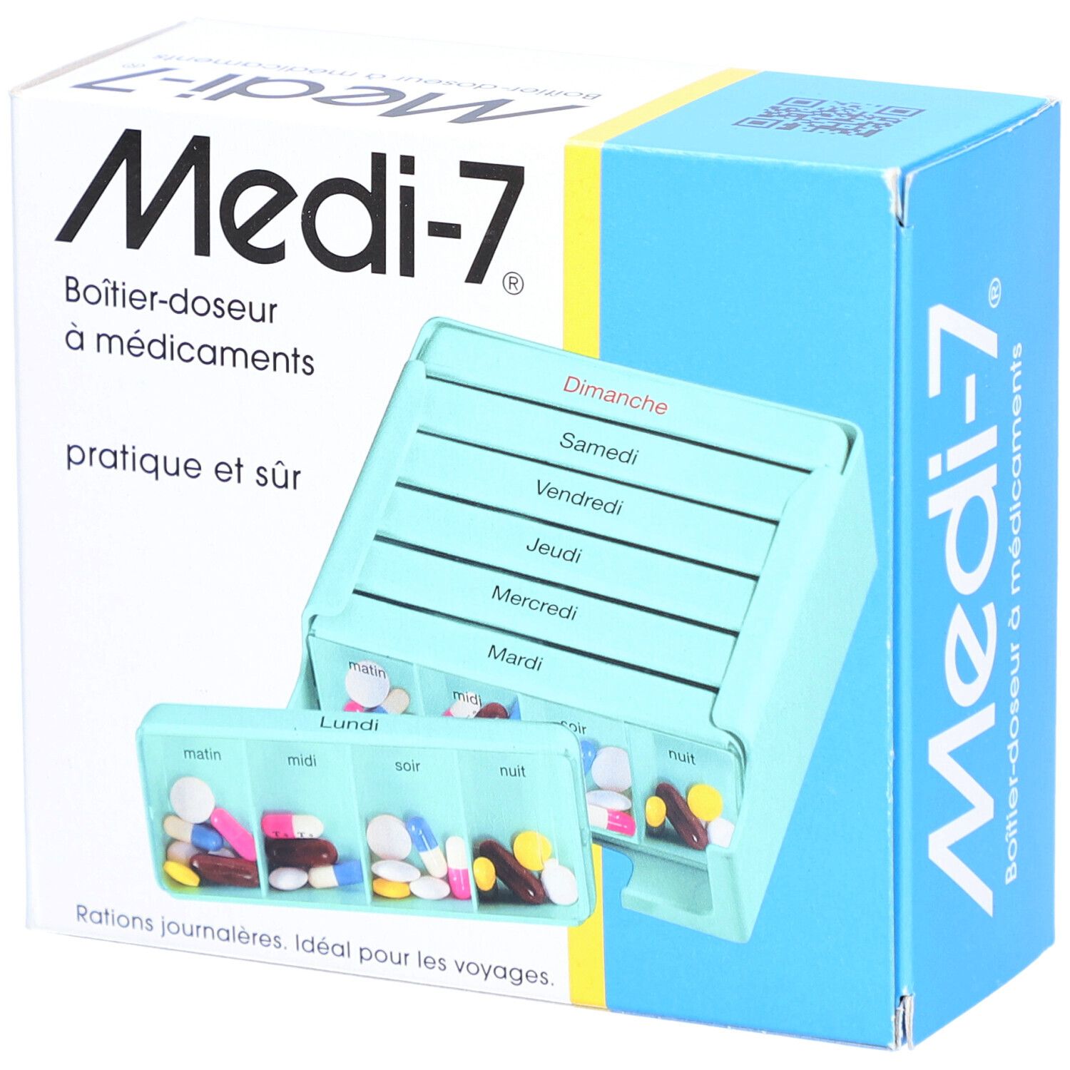 Sahag Medi-7 Médidistributeur 7 jours 4 compartiments turquoise F