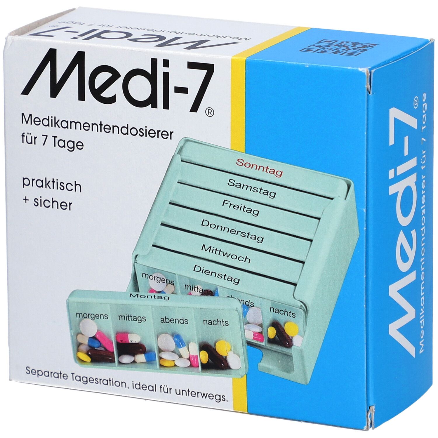 Sahag Medi-7 Médidistributeur 7 jours 4 compartiments turquoise D