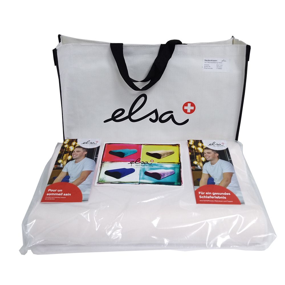 Elsa Coussin pour la nuque 50 x 11 cm Taie en coton blanc