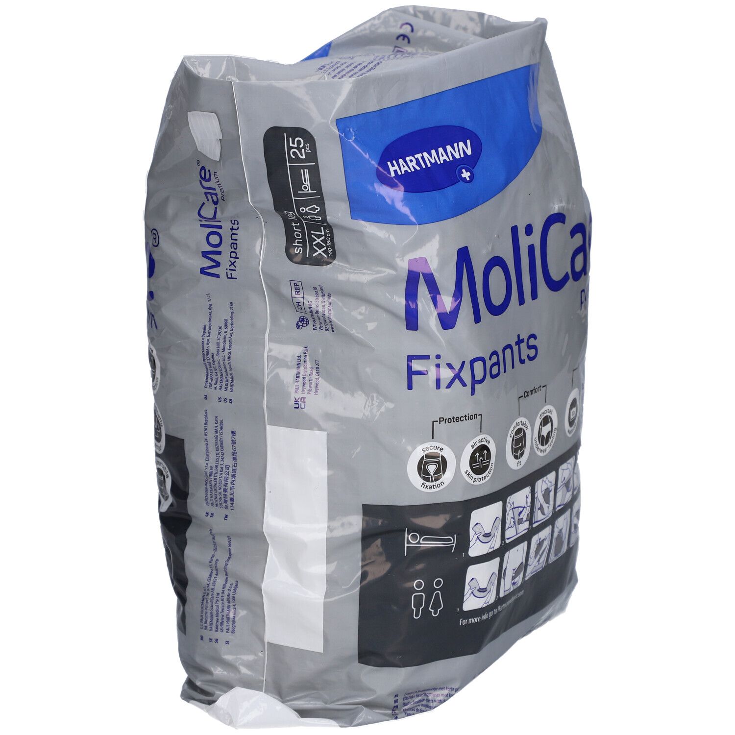 MoliCare Fixpants in Verpackung. Marke Hartmann. Größe XXL. 25 Stück. Kurzbein. Wiederverwendbar.
