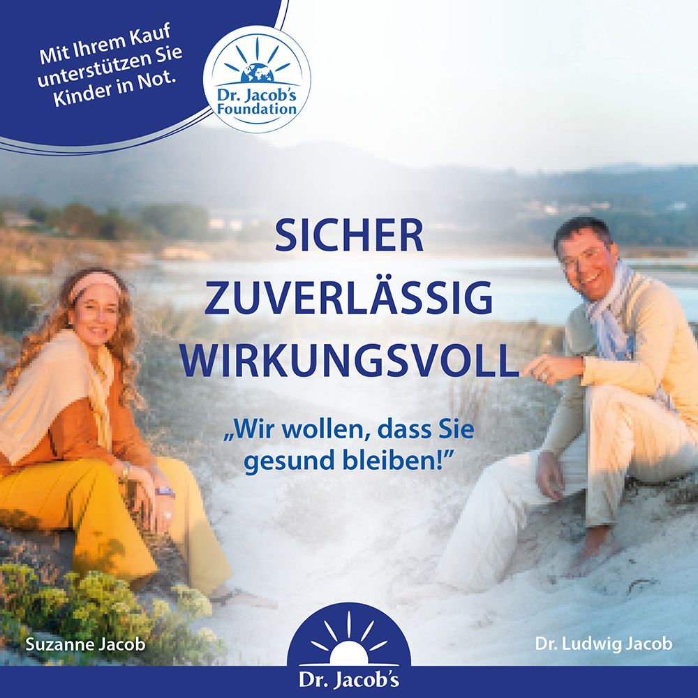 Foto von zwei Personen. Text: Sicher, zuverlässig, wirkungsvoll. Wir wollen, dass Sie gesund bleiben!
