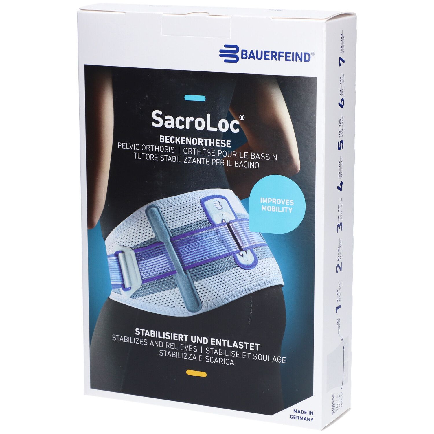 Bauerfeind® Sacroloc Othèse de stabilisation pour le bassin taille 3 titane