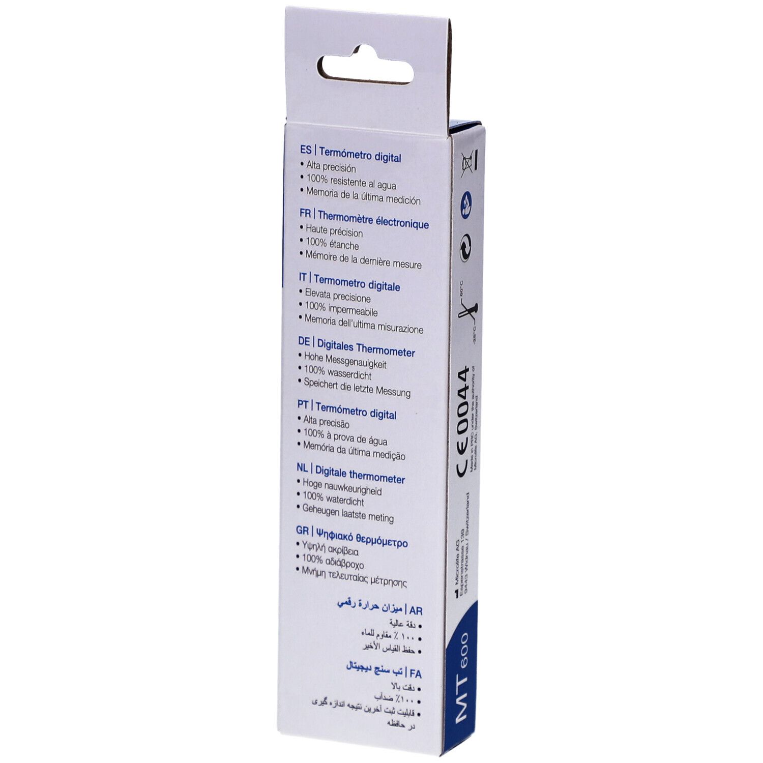 Microlife MT 600 Digitalthermometer, klinisch getest, 100% waterdicht.