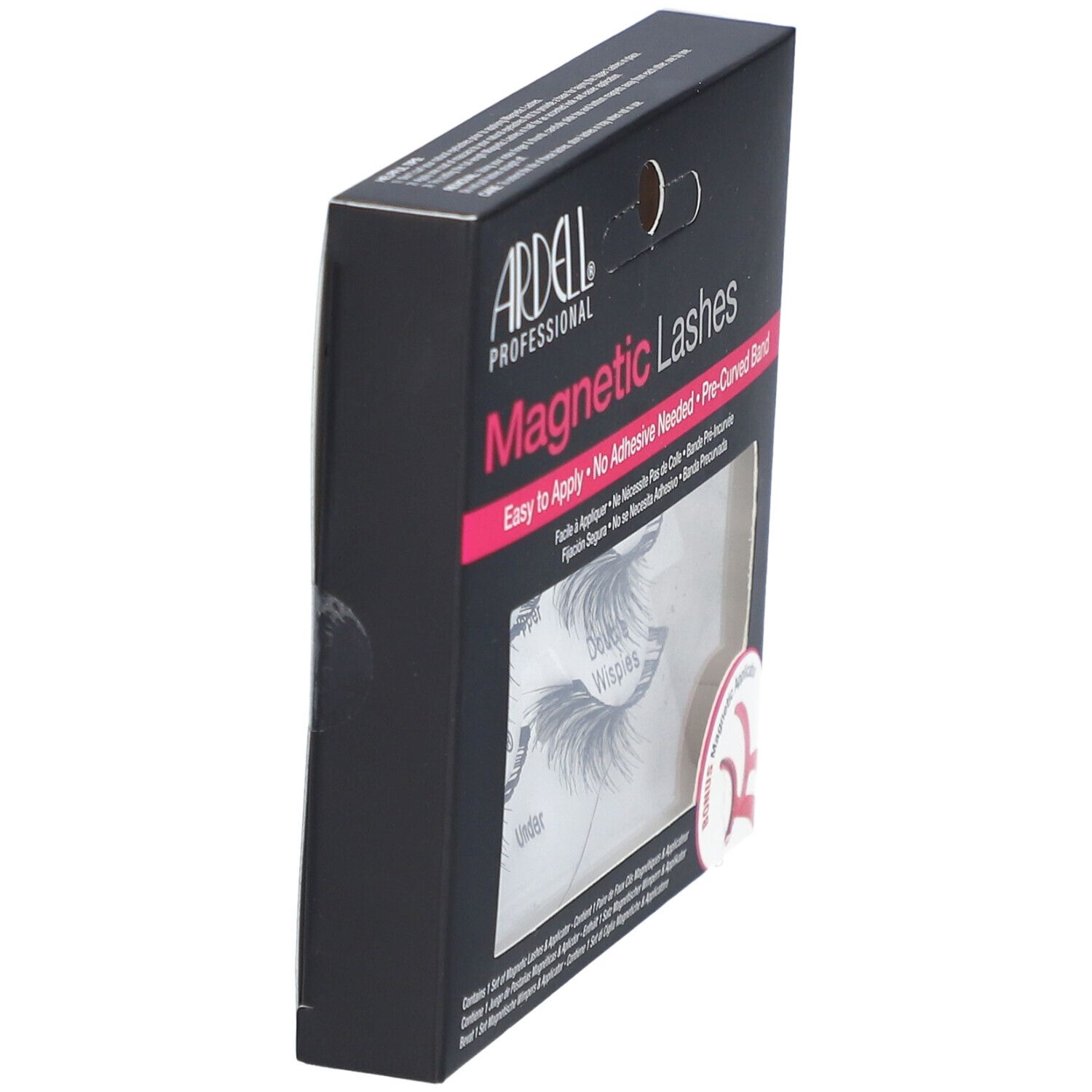 Boîte noire, vue latérale. "Magnetic Lashes" et "Double Wispies" partiellement visibles. Avec découpe.