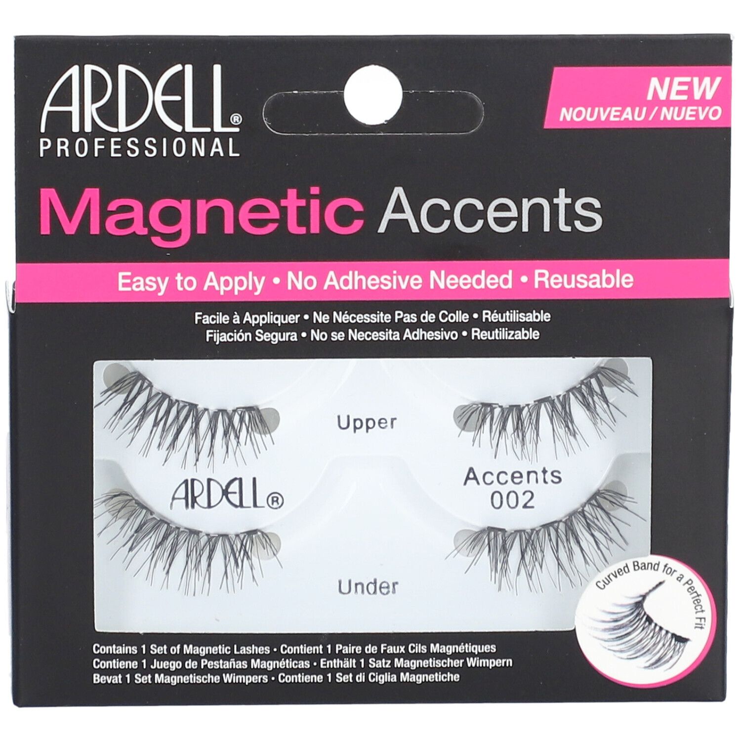 Ardell Magnetic Accents, ensemble de cils. Cils noirs, emballage noir. Contient cils supérieurs et inférieurs. "Easy to Apply".