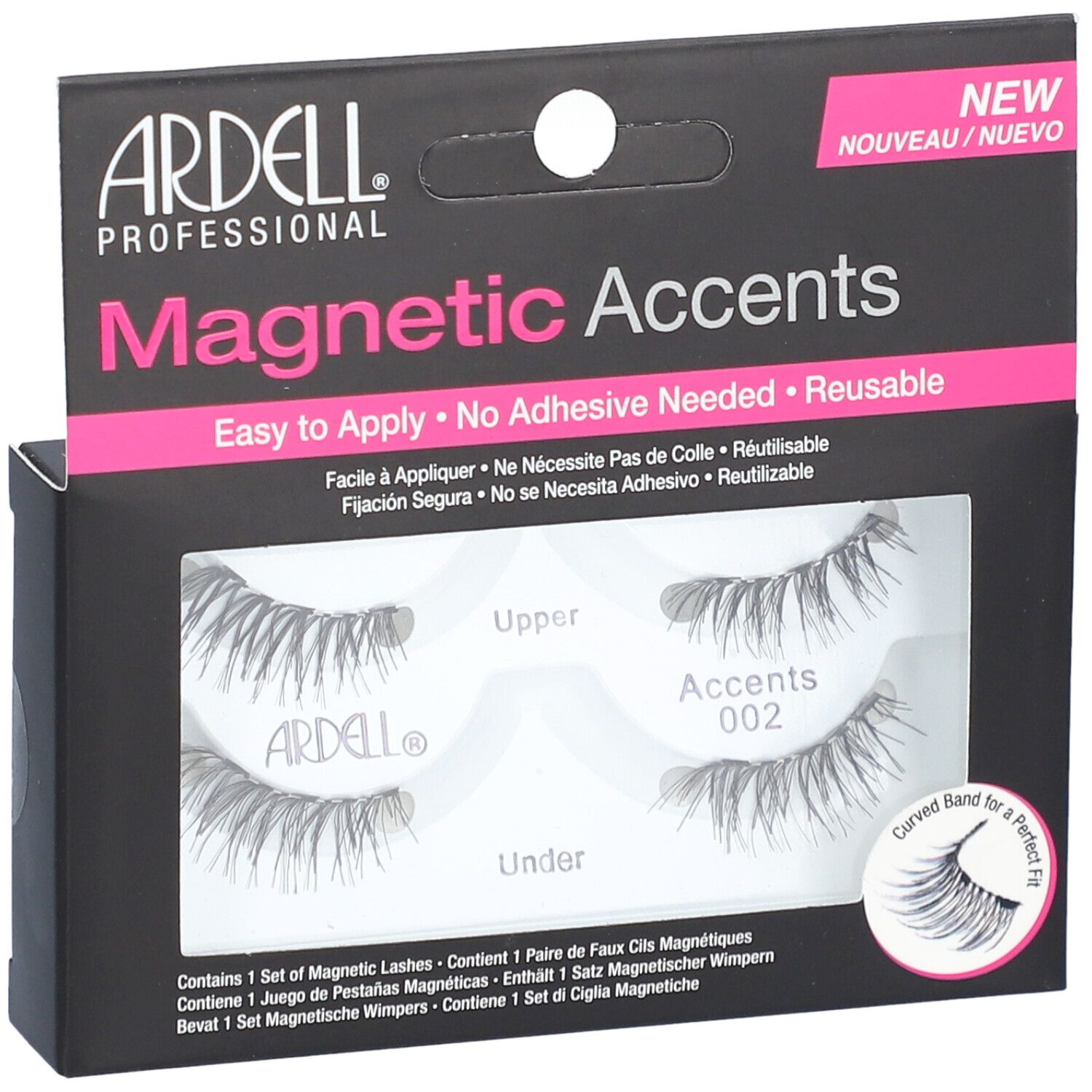 Ardell Magnetic Accents, ensemble de cils. Cils noirs, emballage noir. Contient cils supérieurs et inférieurs. "Easy to Apply".