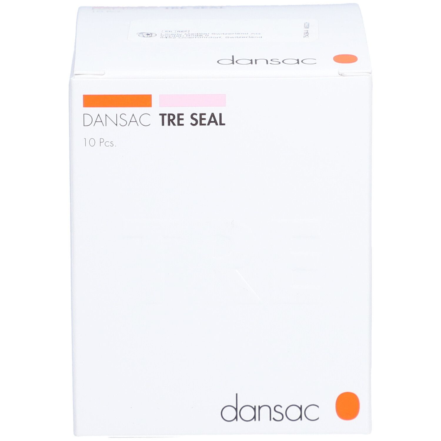 Weiße Verpackung von DANSAC TRE SEAL, 10 Stück. Produktname und Marke sind deutlich erkennbar.