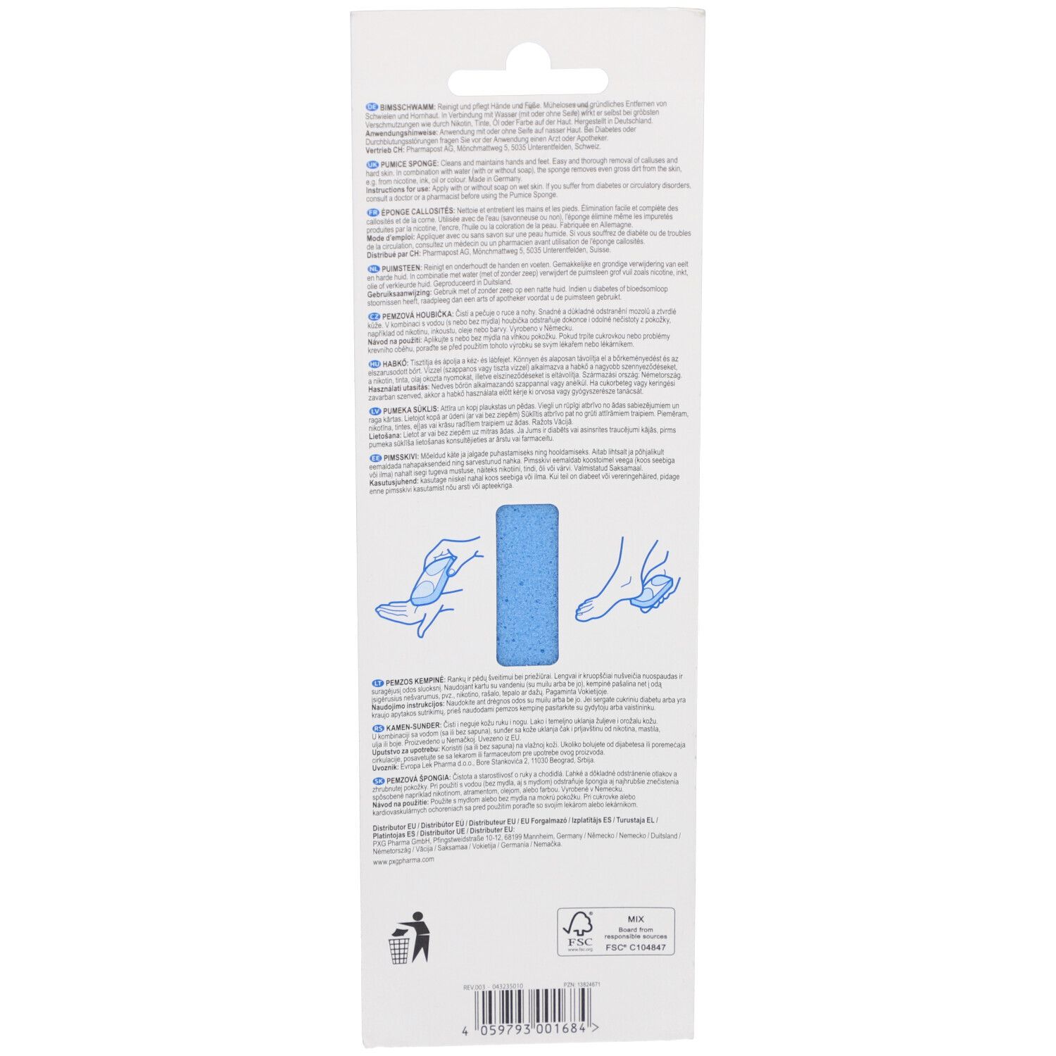 Rückseite der Verpackung mit Produktinformationen und Illustrationen zur Anwendung.