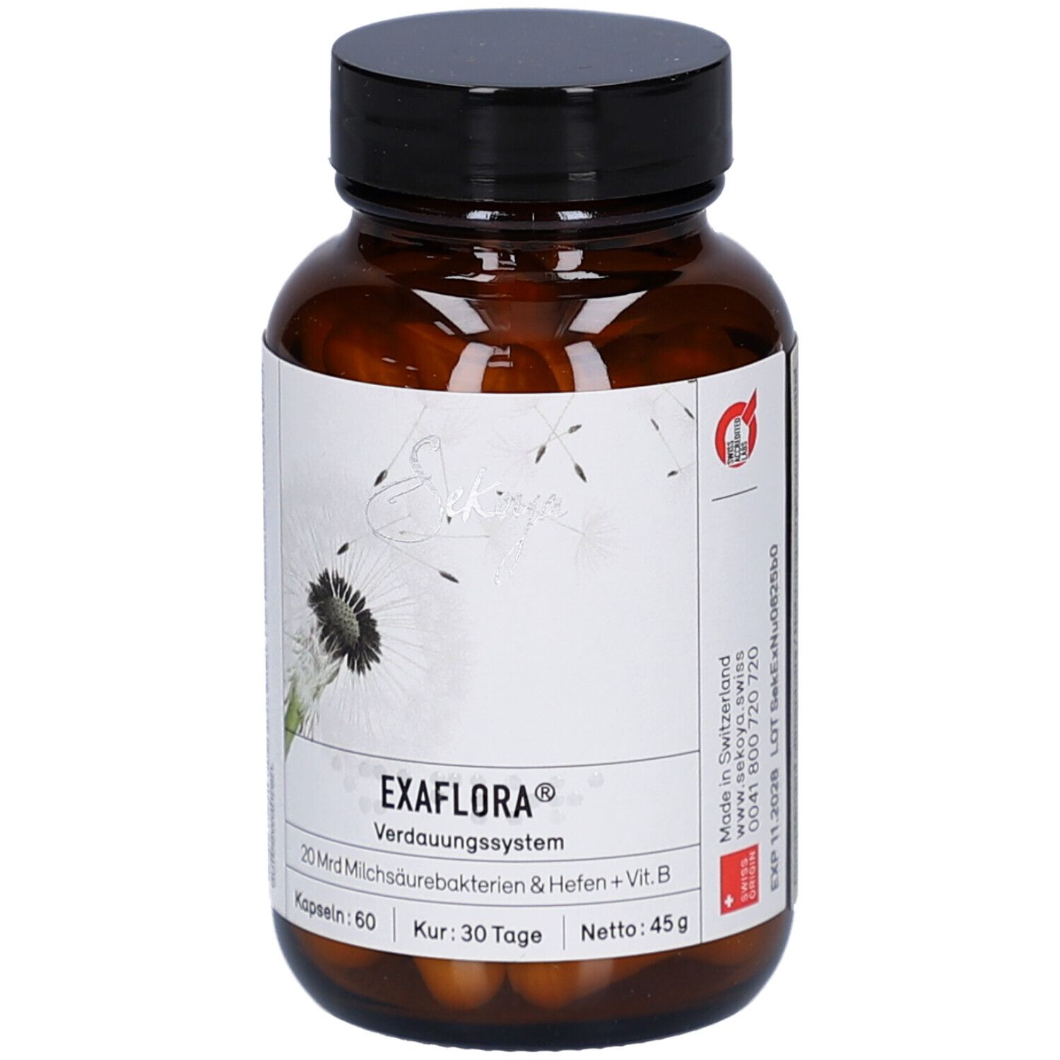 Sekoya Swiss - Exaflora | Natürliche Präbiotika & Probiotika mit 20 Milliarden Bakterien