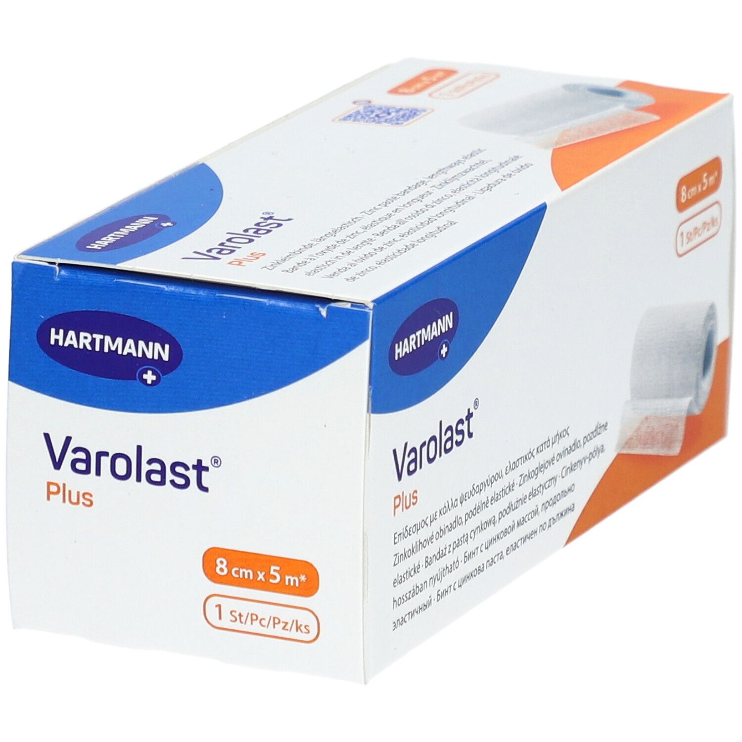 Emballage de Varolast® Plus. Dimensions : 8 cm x 5 m. Marque : Hartmann. Vue de face.