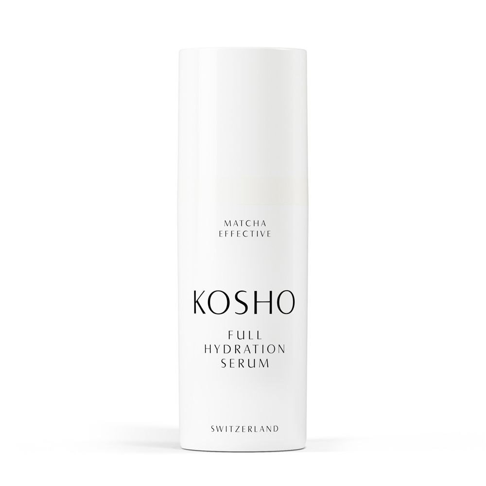 Sérum blanc avec l'inscription KOSHO Full Hydration Serum. Fabriqué en Suisse.