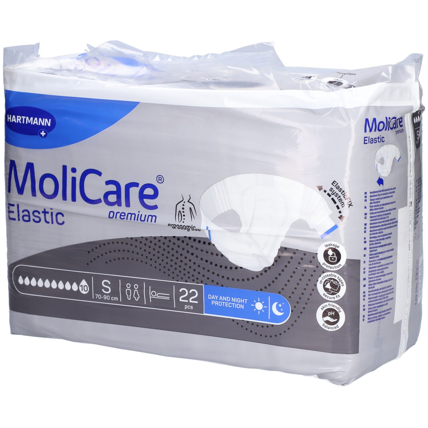 Paquet de MoliCare Elastic, taille S, 22 pièces. Protection jour et nuit. Marque Hartmann.