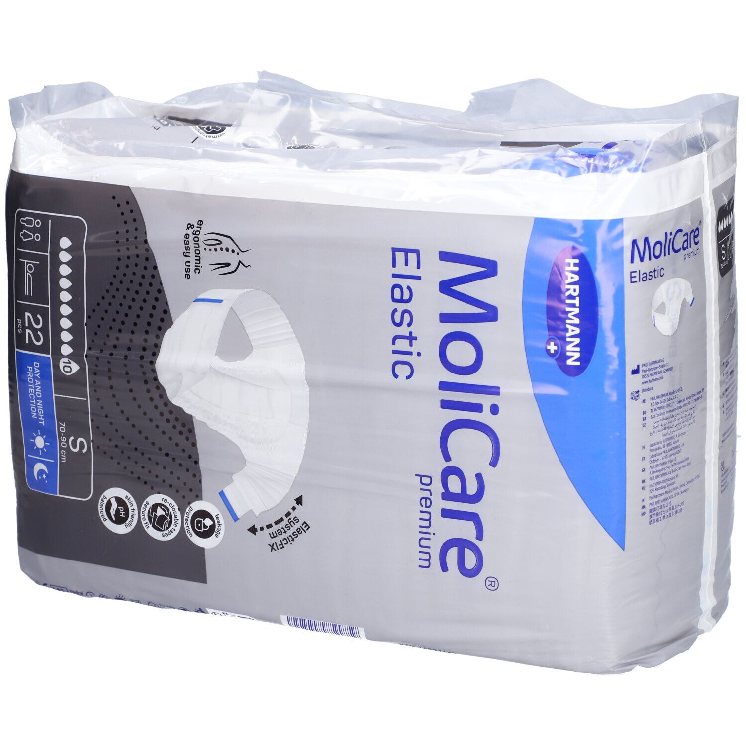 Paquet de MoliCare Elastic, taille S, 22 pièces. Protection jour et nuit. Marque Hartmann.