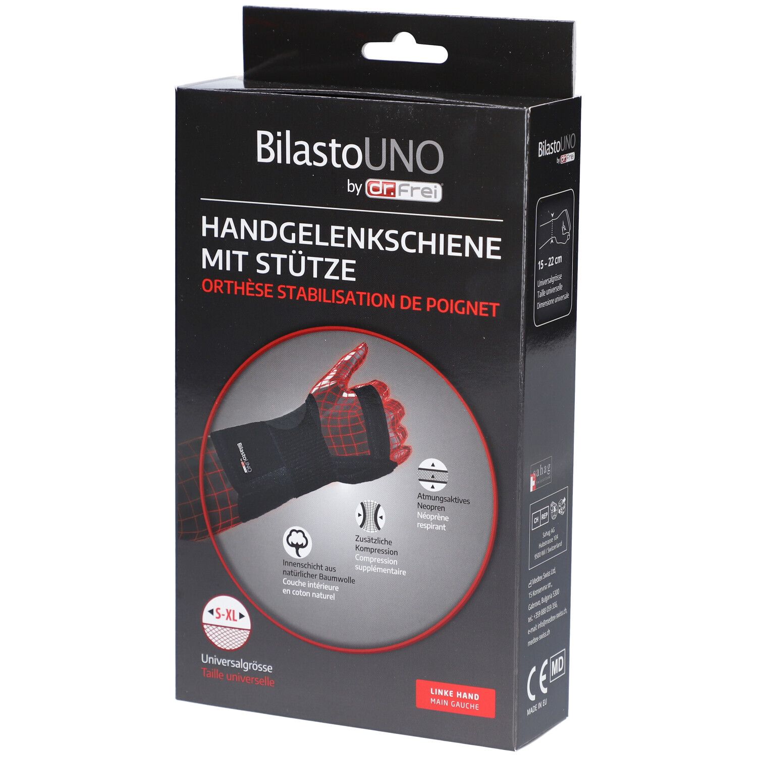 Bilasto Uno Handgelenkschiene S-Xl li Stütze Velc