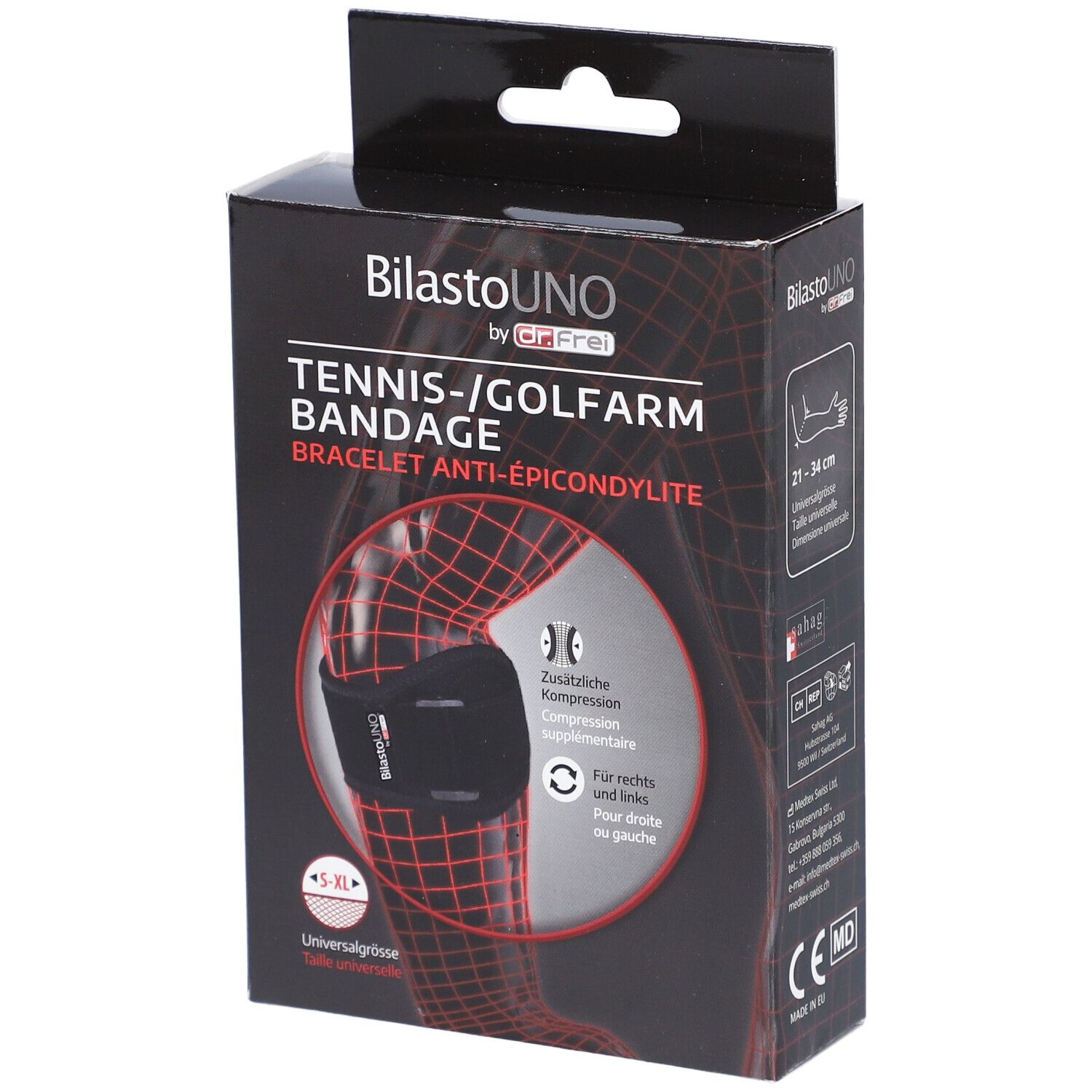Bilasto Uno Tennis-Golfarm-Bandage S-Xl mit Velcro